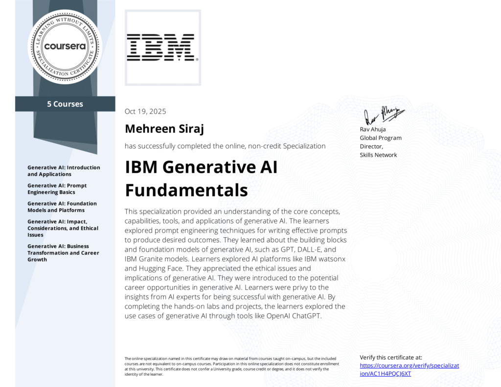 Generative AI fundamentals by IBM