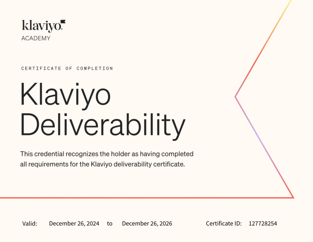 Klaviyo-Deliverability-Certificate